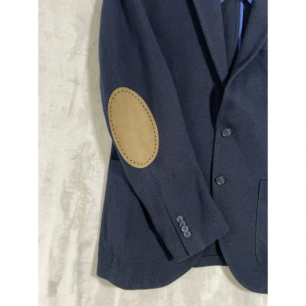 Il‎ Garbo Collection Angelico Blazer Mens 40 Tall Navy Blue Elbow Patches Coat